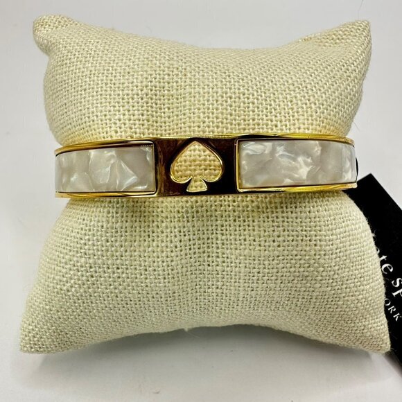 Kate Spade New York 'Hole Punch Spade Hinge Bangle' Pearl Bracelet - Picture 12 of 14